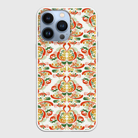 Чехол для iPhone 13 Pro с принтом Хохломские узоры II (white) в Тюмени,  |  | паттерн | роспись | россия | узор | хохлома
