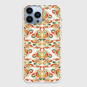 Чехол для iPhone 13 Pro Max с принтом Хохломские узоры II (white) в Тюмени,  |  | паттерн | роспись | россия | узор | хохлома