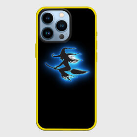 Чехол для iPhone 13 Pro с принтом ведьма на метле летит к тебе в Тюмени,  |  | Тематика изображения на принте: баба | ведьма | гадание | диджей | диско | колдун | метла | хэллоуин | экстрасенс | яга