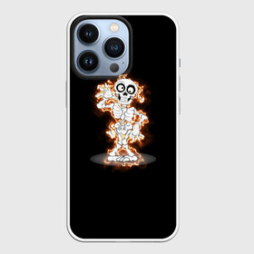 Чехол для iPhone 13 Pro с принтом огненный скелетик в Тюмени,  |  | ведьма | вечеринка | диджей | дискотека | колдун | скелет | танец | хэллоуин
