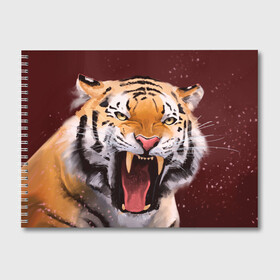 Альбом для рисования с принтом Тигр красавчик сердится в Тюмени, 100% бумага
 | матовая бумага, плотность 200 мг. | 2022 | aggressive | angry | fangs | new year | open mouth | predator | tiger | year of the tiger | агрессивный | год тигра | клыки | новый год | открытая пасть | сердитый | тигр | хищник