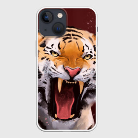 Чехол для iPhone 13 mini с принтом Тигр красавчик сердится в Тюмени,  |  | 2022 | aggressive | angry | fangs | new year | open mouth | predator | tiger | year of the tiger | агрессивный | год тигра | клыки | новый год | открытая пасть | сердитый | тигр | хищник