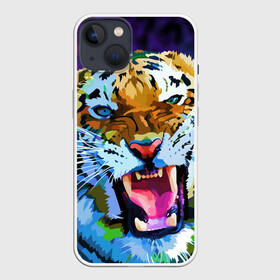 Чехол для iPhone 13 с принтом Рычащий Шархан в Тюмени,  |  | 2022 | evil face | growling | new year | pop art | predator | tiger | year of the tiger | год тигра | новый год | поп арт | рычащий | тигр | хищник