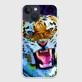 Чехол для iPhone 13 mini с принтом Рычащий Шархан в Тюмени,  |  | Тематика изображения на принте: 2022 | evil face | growling | new year | pop art | predator | tiger | year of the tiger | год тигра | новый год | поп арт | рычащий | тигр | хищник