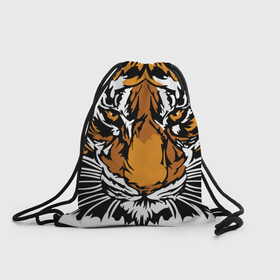 Рюкзак-мешок 3D с принтом Взгляд хозяина джунглей в Тюмени, 100% полиэстер | плотность ткани — 200 г/м2, размер — 35 х 45 см; лямки — толстые шнурки, застежка на шнуровке, без карманов и подкладки | Тематика изображения на принте: 2022 | african | direct look | master of the jungle | muzzle | new year | predator | tiger | year of the tiger | африканский | год тигра | новый год | прямой взгляд | тигр | хищник | хозяин джунглей