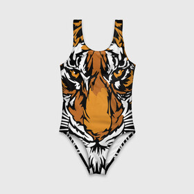 Детский купальник 3D с принтом Взгляд хозяина джунглей в Тюмени, Полиэстер 85%, Спандекс 15% | Слитный крой, подклад по переду изделия, узкие бретели | 2022 | african | direct look | master of the jungle | muzzle | new year | predator | tiger | year of the tiger | африканский | год тигра | новый год | прямой взгляд | тигр | хищник | хозяин джунглей