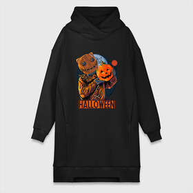 Платье-худи хлопок с принтом Halloween Scarecrow в Тюмени,  |  | art | bat | halloween | halwin | moon | pumpkin | scarecrow | stuffed | арт | летучая мышь | луна | пугало | тыква | хэллоуин | хэлуин | чучело