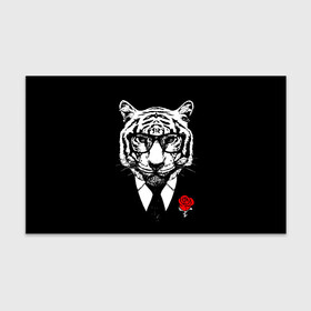 Бумага для упаковки 3D с принтом Тигр с красной розой в Тюмени, пластик и полированная сталь | круглая форма, металлическое крепление в виде кольца | Тематика изображения на принте: 2022 | authority | black suit | godfather | holiday | mafia | new year | red rose | year of the tiger | авторитет | год тигра | красная роза | крестный отец | мафия | новый год | праздник | тигр в очках | черный костюм