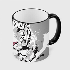 Кружка с полной запечаткой с принтом Белый снежный тигр в Тюмени, керамика | ёмкость 330 мл | 2022 | art | beast | new year | predator | splashes and drops | white tiger | year of the tiger | белый тигр | брызги и капли | год тигра | зверь | искусство | новый год | хищник