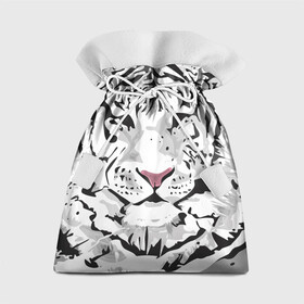 Подарочный 3D мешок с принтом Белый снежный тигр в Тюмени, 100% полиэстер | Размер: 29*39 см | Тематика изображения на принте: 2022 | art | beast | new year | predator | splashes and drops | white tiger | year of the tiger | белый тигр | брызги и капли | год тигра | зверь | искусство | новый год | хищник