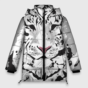 Женская зимняя куртка Oversize с принтом Белый снежный тигр в Тюмени, верх — 100% полиэстер; подкладка — 100% полиэстер; утеплитель — 100% полиэстер | длина ниже бедра, силуэт Оверсайз. Есть воротник-стойка, отстегивающийся капюшон и ветрозащитная планка. 

Боковые карманы с листочкой на кнопках и внутренний карман на молнии | 2022 | art | beast | new year | predator | splashes and drops | white tiger | year of the tiger | белый тигр | брызги и капли | год тигра | зверь | искусство | новый год | хищник