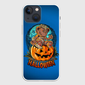 Чехол для iPhone 13 mini с принтом Мишка маньяк в Тюмени,  |  | halloween | арт | графика | зомби | медведь | мистика | праздник | тыква | ужасы | хэллоуин