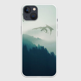 Чехол для iPhone 13 с принтом ДРАКОНЫ НАД ЛЕСОМ   DRAGON в Тюмени,  |  | dovahkiin | dragon | dragonborn | forest | fus ro dah | skyrim | tes | the elder scrolls skyrim | докавин | драгонборн | драконы | лес | природа | скайрим