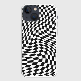 Чехол для iPhone 13 mini с принтом Черно белая клетка | Black and white squares в Тюмени,  |  | free | minimalist | minimum | арт | бежевый | белый | буквы | вебер | горы | девушка | дизайн | женское | живопись | кружки | линии | минимализм | море | пейзаж | природа | редбаббл | стикеры | футболки | цветок