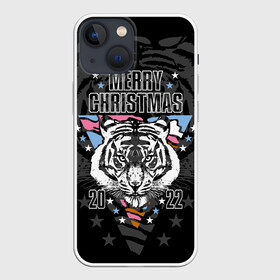 Чехол для iPhone 13 mini с принтом Merry Christmas 2022 в Тюмени,  |  | 2022 | beast | merry christmas | new year | predator | stars | stern look | white tiger | year of the tiger | белый тигр | год тигра | звезды | зверь | новый год | суровый взгляд | хищник