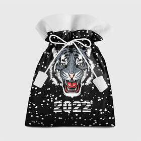 Подарочный 3D мешок с принтом Черный водяной тигр 2022 в Тюмени, 100% полиэстер | Размер: 29*39 см | Тематика изображения на принте: 2022 | beast | black water tiger | fangs | merry christmas | new year | predator | snow | stern grin | winter | year of the tiger | год тигра | зверь | зима | клыки | новый год | снег | суровый оскал | хищник | черный водяной тигр