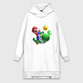 Платье-худи хлопок с принтом MarioYoshi в Тюмени,  |  | bowser | bowsette | bullet bill | goomba | koopa | luigi | mario | mario heroes | nintendo | peach | power up | princess | princess peach | star | super mario | super mario bros | toad | wario | yoshi | боузер | братья марио | варио | купа | луиджи | мари