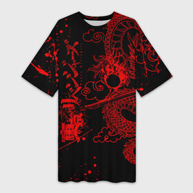 Платье-футболка 3D с принтом ТОКИЙСКИЕ МСТИТЕЛИ КРАСНЫЙ ДРАКОН в Тюмени,  |  | anime | draken | mikey | tokyorevengers | аниме | дракен | иероглифы | кэн | манга | мандзиро | микки | рюгудзи | сано | символы | токийские мстители