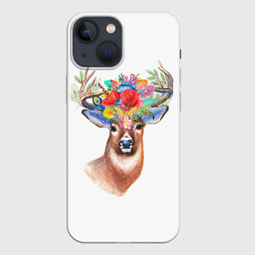Чехол для iPhone 13 mini с принтом Олень Полевой цветок в Тюмени,  |  | аниме | животные | лес | олень | охота | полевой | природа | рог | рога | рыбалка | цветок | цветы