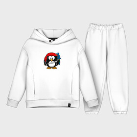 Детский костюм хлопок Oversize с принтом Пингвин пират в Тюмени,  |  | linux | иллюстрация | линукс | пингвин | пират | попугай | птица | рисунок