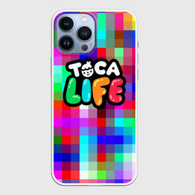 Чехол для iPhone 13 Pro Max с принтом TOCA BOCA LOGO PIXEL | COLOR GEOMETRY в Тюмени,  |  | Тематика изображения на принте: digital toys | gamer | games | helicopter taxi | pets | toca boca | toca hair salon | toca kitchen | toca life | toca life city | toca life worl | toca tea party | video games | игры