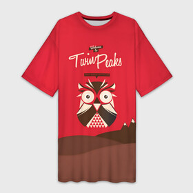 Платье-футболка 3D с принтом FIRE WALK WITH ME Twin Peaks в Тюмени,  |  | Тематика изображения на принте: twin peaks | агент купер | девид линч | ретро | сериал | сова | твин пикс | телесериал | фильм