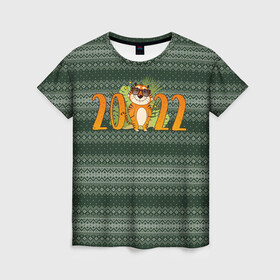 Женская футболка 3D с принтом Новый Год 2022   Год тигра в Тюмени, 100% полиэфир ( синтетическое хлопкоподобное полотно) | прямой крой, круглый вырез горловины, длина до линии бедер | 2022 | год тигра | новый год | новый год 2022 | символ года | тигр | тигренок | тигрица | тигры