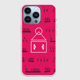 Чехол для iPhone 13 Pro с принтом Игры на стене в Тюмени,  |  | Тематика изображения на принте: squid game | игра в кальмара | игры на стене | пиктограмма | сериал игра в кальмара | сериал корейский