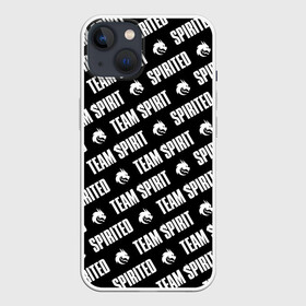 Чехол для iPhone 13 с принтом TEAM SPIRIT LOGO PATTERN SPIRITED в Тюмени,  |  | Тематика изображения на принте: collapse | cs go | cyber | cybersport | dota 2 | dragon | hearthstone | miposhka | mira | russia | spirit | spirited | team spirit | torontotokyo | ts | yatoro | дракон | кибер | киберспорт | киберспортсмен | кс го | россия | спирит | спиритед |