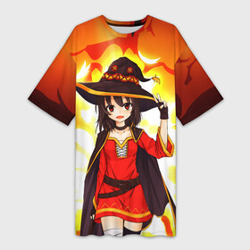 Платье-футболка 3D с принтом Mеgumin в Тюмени,  |  | anime | konosuba | manga | megumin | witch | аниме | ведьма | ведьмы | взрыв | манга | мегумин | прекрасный мир | юн юн | юнюн