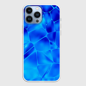 Чехол для iPhone 13 Pro Max с принтом Ice Under Water в Тюмени,  |  | blue | geometry | gradient | ice | neon | polygon | polygonal | waporwave | water | абстрактный | вода | волны | геометрический узор | геометрия | голубые волны | градиент | зима | зимний узор | лед | ледяная абстракция | ледяной