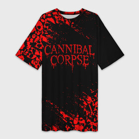 Платье-футболка 3D с принтом CANNIBAL CORPSE КРАСНЫЕ ЧЕРЕПА в Тюмени,  |  | cannibal | cannibal corpse | corpse | death metal | deathgrind | алекс уэбстер | брутальный дэт метал | дэт метал | дэтграйнд | каннибал корпс | кеннибал корпс | кэннибал корпс | пол мазуркевич | роб барретт | труп каннибала