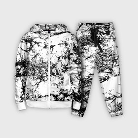 Детский костюм 3D с принтом Эффект линогравюры в Тюмени,  |  | abstract | black and white | minimalism | urban | urban camouflage | абстрактный узор | белая краска | белое на черном | белый и черный | белый узор | брызги краски | камуфляж | краска | минимализм | монохромный | орнамент