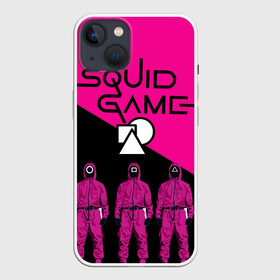 Чехол для iPhone 13 с принтом Игра в Кальмара Стражи в Тюмени,  |  | squid game | игра в кальмара | кальмар | персонажи из сериала | стража squid game