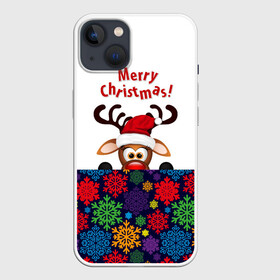 Чехол для iPhone 13 с принтом Merry Christmas (оленёнок) в Тюмени,  |  | christmas | merry christmas | santa claus | дед мороз | ёлка | новогодние олени | новый год | оленёнок бэмби | оленёнок рудольф | орнамент | с новым годом | сантаклаус | свитер с оленями | снегурочка | снежинки | узоры