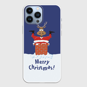 Чехол для iPhone 13 Pro Max с принтом Санта в трубе с Оленем в Тюмени,  |  | christmas | merry christmas | santa claus | дед мороз | ёлка | новогодние олени | новый год | оленёнок бэмби | оленёнок рудольф | орнамент | с новым годом | сантаклаус | свитер с оленями | снегурочка | снежинки | узоры