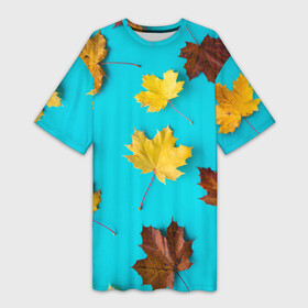 Платье-футболка 3D с принтом Кленовый листочек в Тюмени,  |  | Тематика изображения на принте: красивое | листья | модное | осень | тренды