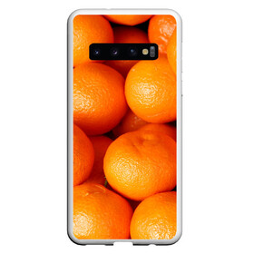 Чехол для Samsung Galaxy S10 с принтом Мандаринчик чик в Тюмени, Силикон | Область печати: задняя сторона чехла, без боковых панелей | Тематика изображения на принте: зима | новыйгод | тренды | фрукты | яркое