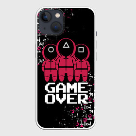 Чехол для iPhone 13 с принтом ИГРА В КАЛЬМАРА КОНЕЦ ИГРЫ | SQUID GAME GAME OVER в Тюмени,  |  | 456 | game over | squid game | аноним | игра в кальмара | игра в кальмаров | игра на выживание | игры | квадрат | конец игры | круг | маска | сериал | сотрудник | треугольник | фильм