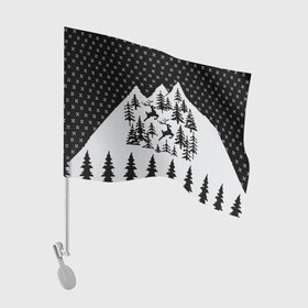 Флаг для автомобиля с принтом Северные Олени в Горах в Тюмени, 100% полиэстер | Размер: 30*21 см | christmas | merry christmas | santa claus | дед мороз | ёлка | новогодние олени | новый год | оленёнок бэмби | оленёнок рудольф | орнамент | с новым годом | сантаклаус | свитер с оленями | северный олень | снегурочка