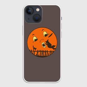 Чехол для iPhone 13 mini с принтом Ожившая ночь в Тюмени,  |  | bat | black | broom | c | cat | evening | face | fence | flight | full moon | halloween | mouse | mystic | night | sky | smile | sunrise | sunset | witch | ведьма | вечер | восход | забор | закат | кот | летучая | лицо | метла | мистика | м