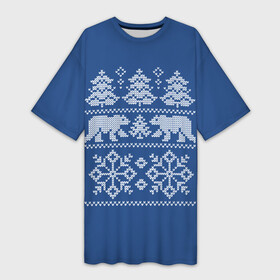 Платье-футболка 3D с принтом Север в Тюмени,  |  | merry christmas | santa claus | алатырь | бабушкин свитер | белые медведи | вышиванка | новый год | обережная вышивка | орнамент | свитер | свитер с оленями | северные медведи | северные узоры | снежинки | узоры