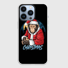 Чехол для iPhone 13 Pro с принтом CHRISTMAS (обезьяна) в Тюмени,  |  | Тематика изображения на принте: chimpanzee | christmas | gorilla | merry christmas | monkey | santa claus | бигфут | гамадрил | гиббон | год обе | горилла | дед мороз | ёлка | животное | зверь | мартышка | новый год | обезьяна | орангутан | подарок | праздник