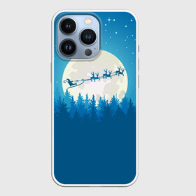 Чехол для iPhone 13 Pro с принтом Санта с Оленями в Тюмени,  |  | christmas | merry christmas | santa claus | дед мороз | ёлка | зима | луна | мороз | новогодние олени | новый год | оленёнок рудольф | подарок | праздник | рождество | с новым годом | сани | санта клаус | свитер с оленями