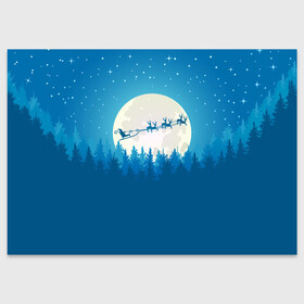 Поздравительная открытка с принтом Санта с Оленями в Тюмени, 100% бумага | плотность бумаги 280 г/м2, матовая, на обратной стороне линовка и место для марки
 | Тематика изображения на принте: christmas | merry christmas | santa claus | дед мороз | ёлка | зима | луна | мороз | новогодние олени | новый год | оленёнок рудольф | подарок | праздник | рождество | с новым годом | сани | санта клаус | свитер с оленями