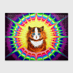 Обложка для студенческого билета с принтом Psychedelic Rainbow Cat в Тюмени, натуральная кожа | Размер: 11*8 см; Печать на всей внешней стороне | benedict cumberbatch | louis wain | louis wains cats | psychedelic rainbow cat | the electrical life | антропоморфный | бенедикт камбербэтч | известный художник | кошачьи миры луиса уэйна | луис вэйн | луис уэйн | радуга | радужный кот