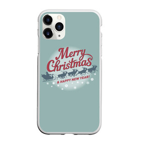 Чехол для iPhone 11 Pro матовый с принтом Merry Christmas (хо хо хо) в Тюмени, Силикон |  | christmas | merry christmas | santa claus | дед мороз | ёлка | зима | мороз | новый год | олени | подарок | праздник | рождество | с новым годом | сани с оленями | санта клаус | снегурочка | снежинки