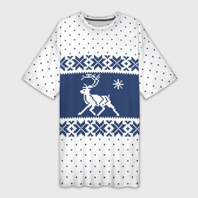 Платье-футболка 3D с принтом Северный Олень (звезда) в Тюмени,  |  | merry christmas | алатырь | бабушкин свитер | ёлка | животное | зверь | лось | новый год | обережная вышивка | олень | орнамент | охота | подарок | рогач | рождество | свитер | свитер с оленями