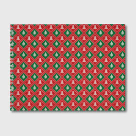 Альбом для рисования с принтом Ёлочки (красно зелёные) в Тюмени, 100% бумага
 | матовая бумага, плотность 200 мг. | merry christmas | бабушкин свитер | дед мороз | ёлка | елочные шары | новогодний подарок | новый год | подарок | природа | рождество | свитер | свитер с ёлками | снежинки
