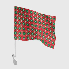 Флаг для автомобиля с принтом Ёлочки (красно зелёные) в Тюмени, 100% полиэстер | Размер: 30*21 см | merry christmas | бабушкин свитер | дед мороз | ёлка | елочные шары | новогодний подарок | новый год | подарок | природа | рождество | свитер | свитер с ёлками | снежинки